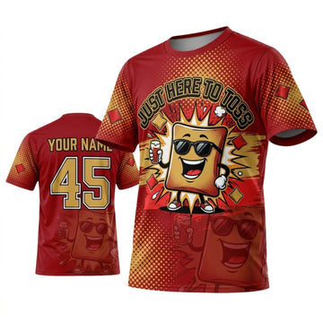 Maxcorners Cornhole Red Fire Bag King Mascot Personalized Name 3D Unisex Shirt