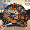 Maxcorners Dog Hunting And Duck Orange Black Geometric Camo Hunting Scene Multiple Options Personalized Name 3D Cap