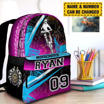 Maxcorners Motocross 58 Personalized Name And Number Backpack