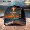 Maxcorners Fishing Faith Cross Jesus Personalized Name 3D Cap (12 Fish Species)