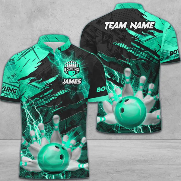 Maxcorners Bowling And Pins Thunder Break Multicolor Option Customized Name 3D Shirt