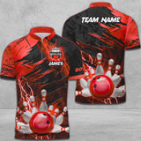 Maxcorners Bowling And Pins Thunder Break Multicolor Option Customized Name 3D Shirt