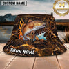 Maxcorners Fishing Lava Fire Personalized Name 3D Bucket Hat (12 Fish Species)