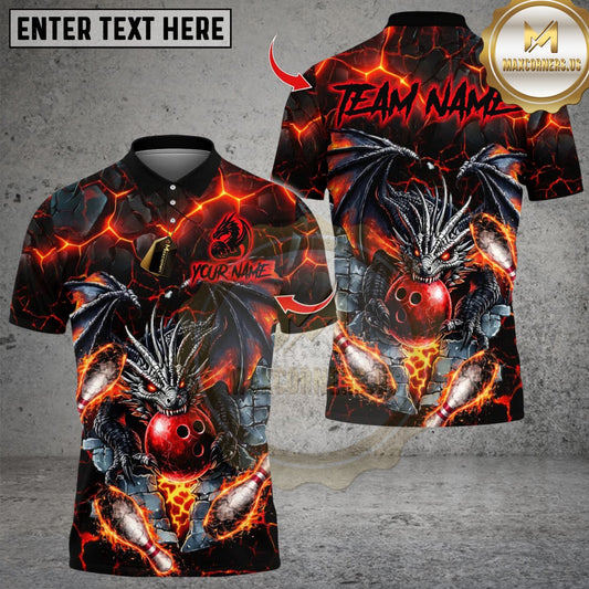 Maxcorners Bowling Thunder Dragon Multicolor Customized Name, Team Name 3D Shirt 5