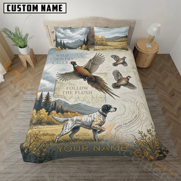 Maxcorners Upland Bird Hunting Mountain Field Hunter Dog Bedding Set 3D Print Custom Name