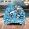 Maxcorners Fishing Coastal Compass Artwork Personalized Name 3D Cap (12 Fish Species)