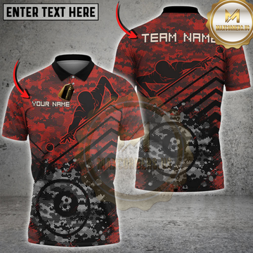 Maxcorners Billiards Striker Pattern Multicolor Customized Name, Team Name 3D Shirt