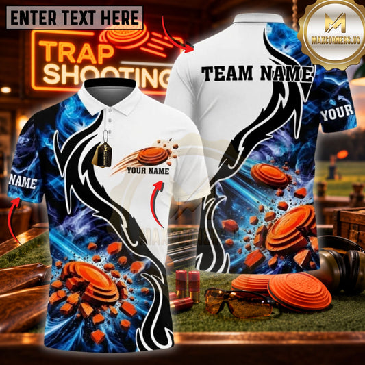 Maxcorners Trap Shooting Eagle & Shotgun Target Graphic Multicolor Customized Name, Team Name 3D Shirts