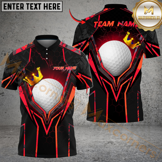 Maxcorners Golf King Crown Design Personalized Name, Team Name 3D Shirt (4 Colors)
