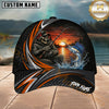 Maxcorners Fishing Skull Angler Orange Wave Personalized 3D Cap