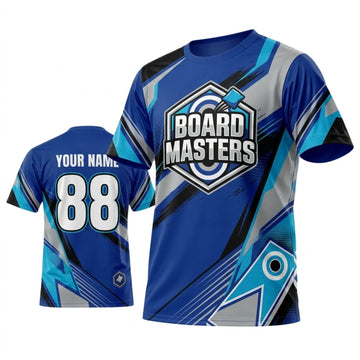 Maxcorners Cornhole Board Masters Blue Silver Lightning Personalized Name 3D Unisex Shirt