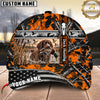 Maxcorners Dog Hunting And Duck Orange Black Geometric Camo Hunting Scene Multiple Options Personalized Name 3D Cap