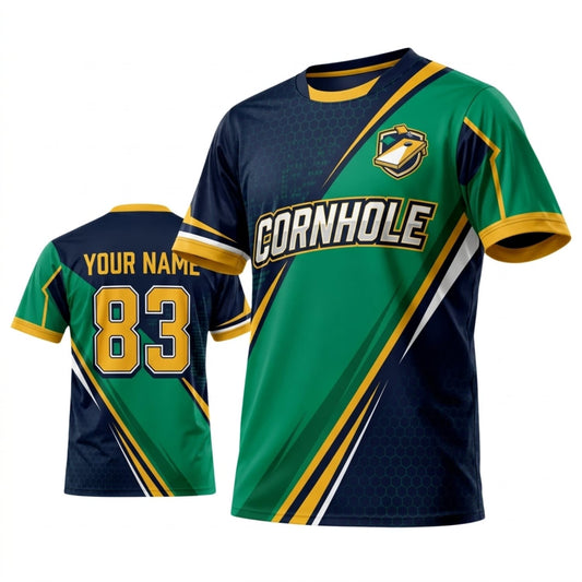 Maxcorners Cornhole Classic Green Gold Sport Personalized Name 3D Unisex Shirt