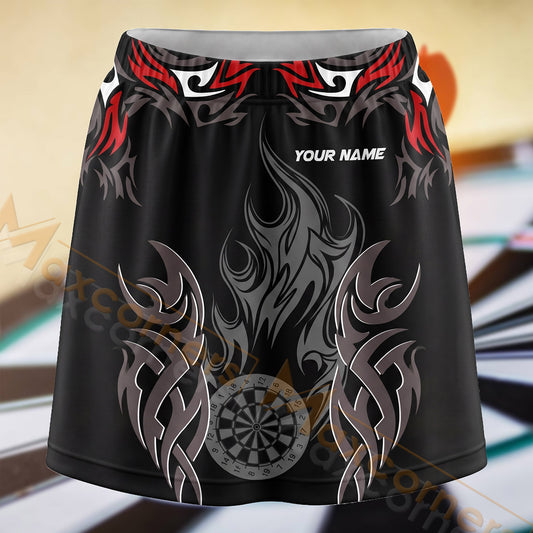 Maxcorners Darts Gray Tribal Flame Dartboard Personalized 3D Skort, Skirts With Shorts