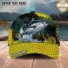 Maxcorners Fishing Yellow Honeycomb Splash Personalized Name 3D Cap (12 Fish Species)