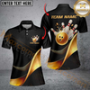 Maxcorners Black And Gold Bowling Ball And Pins Custom Bowling Shirts Bowling Team Tournament Jerseys Shirt For Women