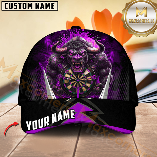Maxcorners Darts Furious Bull Power Personalized Name 3D Cap