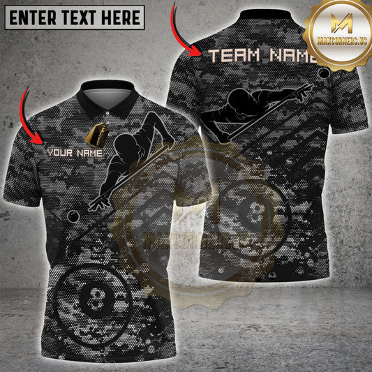 Maxcorners Billiards Striker Pattern Multicolor Customized Name, Team Name 3D Shirt