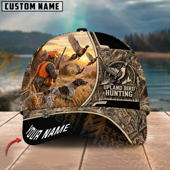 Maxcorners Upland Bird Hunting Hunter Dog & Pheasant Camo Personalized Name 3D Cap