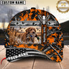 Maxcorners Dog Hunting And Duck Orange Black Geometric Camo Hunting Scene Multiple Options Personalized Name 3D Cap