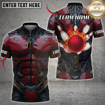 Maxcorners Bowling Dark Red Tactical Armor Red Bowling Ball Personalized Name 3D Unisex Shirt