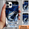Maxcorners Blue Hexagon Water Splash Personalized Name Phone Case (13 Fish Species)
