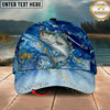Maxcorners Fishing Ocean Marble Splash Personalized Name 3D Cap (12 Fish Species)