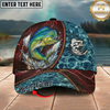 Maxcorners Fishing Red Lightning Water Texture Rope Personalized 3D Cap (12 Fish Species)