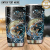 Maxcorners Fishing Tumbler Black Aqua Cracked Ice Design Personalized Name Tumbler (13 Species)