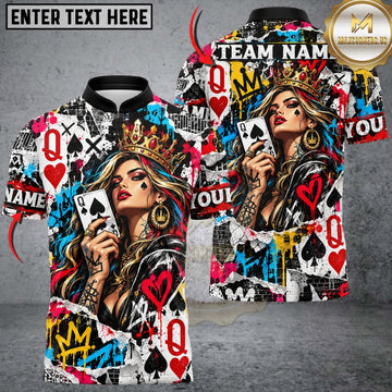 Maxcorners Darts Streetwear Queen Playing Cards Style Customized Name, Team Name 3D Shirts