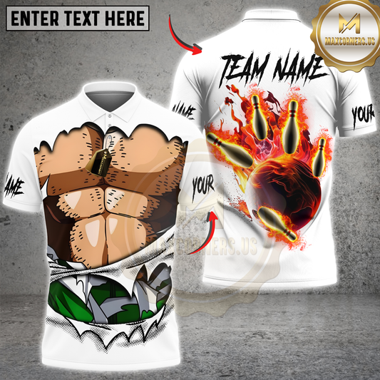 Maxcorners Bowling Smash Fire Strike Personalized Name 3D Unisex Shirt