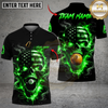Maxcorners Billiards 8 Ball 9 Ball Flame American Flag Skull Customized Name, Team Name 3D Shirt (4 Colors)