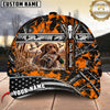 Maxcorners Dog Hunting And Duck Orange Black Geometric Camo Hunting Scene Multiple Options Personalized Name 3D Cap