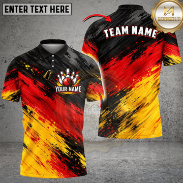 Maxcorners Bowling Germany Flag Dynamic Brush Stroke Personalized Name 3D Unisex Shirt