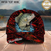 Maxcorners Fishing Red Flame Water Splash Personalized Name 3D Cap (12 Fish Species)