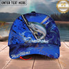 Maxcorners Fishing Blue Swirl Water Splash Personalized Name 3D Cap (12 Fish Species)