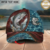 Maxcorners Fishing Red Lightning Water Texture Rope Personalized 3D Cap (12 Fish Species)