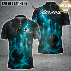 Maxcorners Bowling Lightning Fire Ball And Pins Multicolor Customized Name, Team Name 3D Shirts