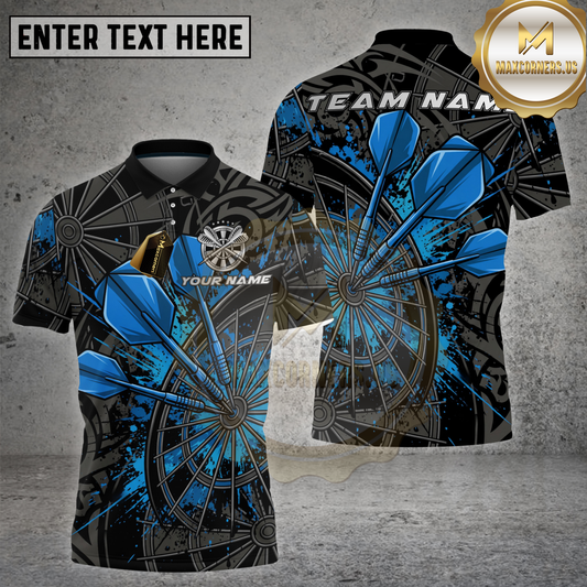 Maxcorners Dart Blue Steel Triple Dart Precision Multicolor Options Personalized Name, Team Name 3D Shirt (4 Colors)
