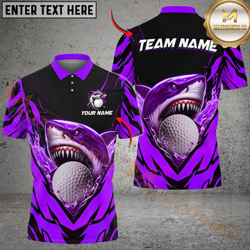 Maxcorners Golf Angry Shark Personalized Name, Team Name 3D Shirt (4 Colors)