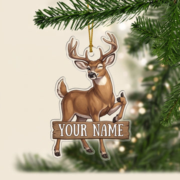 Maxcorners Deer Hunting Whitetail Buck Customized Name 3D Keychain And Ornament