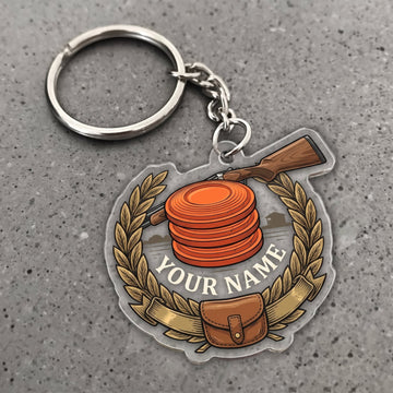 Maxcorners Clay Shooting Clay Target Laurel Badge Customized Name 3D Keychain And Ornament