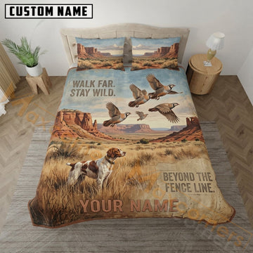 Maxcorners Pheasant Hunting Golden Prairie Beyond The Fence Line Bedding Set 3D Print Custom Name