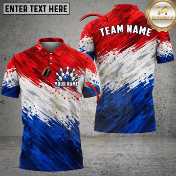 Maxcorners Bowling Netherlands Flag Dynamic Brush Stroke Personalized Name 3D Unisex Shirt