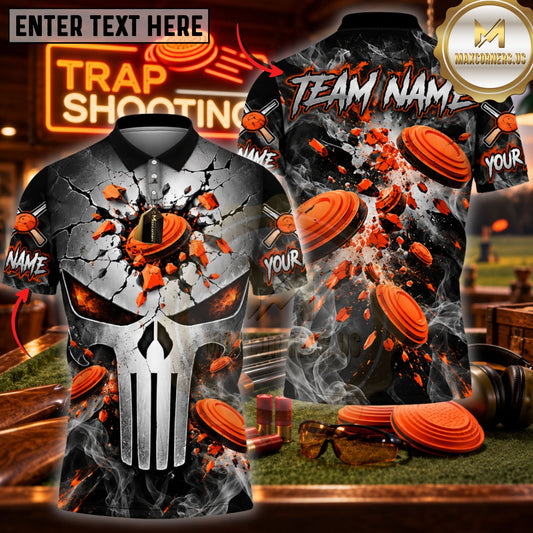 Maxcorners Trap Shooting Skull & Dynamic Shotgun Target Graphic Customized Name, Team Name 3D Shirts