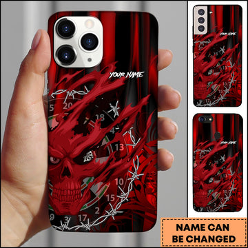 Maxcorners Skull Barbed Wire Dark Art Dartboard Personalized Name 3D Phone Case
