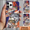 Maxcorner Fishing Dynamic Splash Comic Style Personalized Name 3D Phone Case (10 Fish Species)