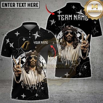 Maxcorners Darts Jesus Peace Sign Starry Night Multicolor Customized Name, Team Name 3D Shirts
