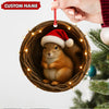 Maxcorners Personalized Squirrel Christmas Ornament, Custom Name Woodland Nest Santa Hat Decoration, Cute Holiday Tree Hanging Gift for Animal Lovers MT2411
