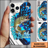 Maxcorners Fishing White Scale Water Splash Multicolor Options Personalized Name Phone Case (12 Fish Species)